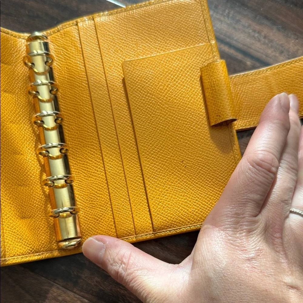Celine Yellow Textured Leather Agenda Cover with Gold-Tone Snap